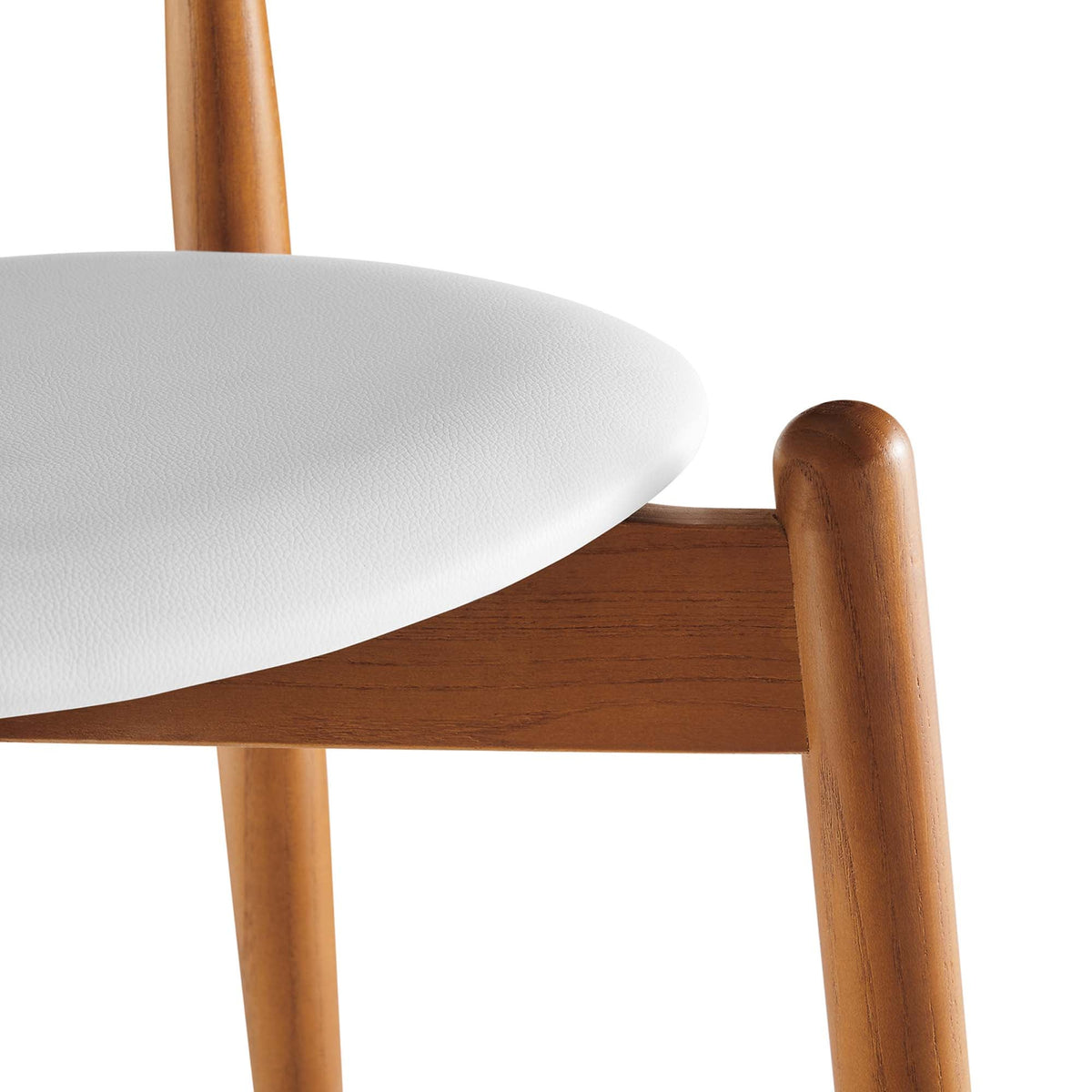 Stalwart Dining Side Chair by Modway white leatherette seat on brown wood frame on Tampa Home & Garden Store