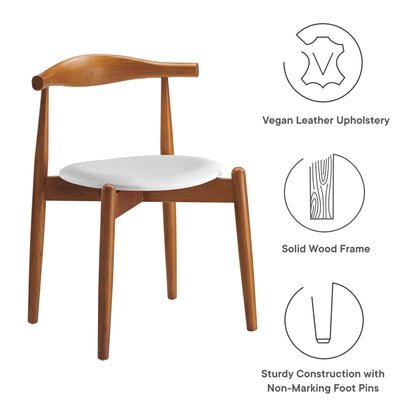 Stalwart Dining Side Chair solid wood frame with vegan leather white seat on Tampa Home & Garden Store