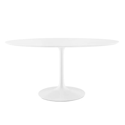 Lippa oval wood dining table Modway white finish with pedestal base on Tampa Home & Garden Store