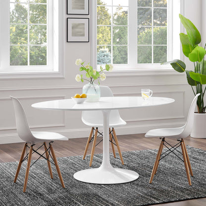 Lippa Oval Wood Dining Table by Modway, white top with pedestal base, modern dining table on Tampa Home & Garden Store