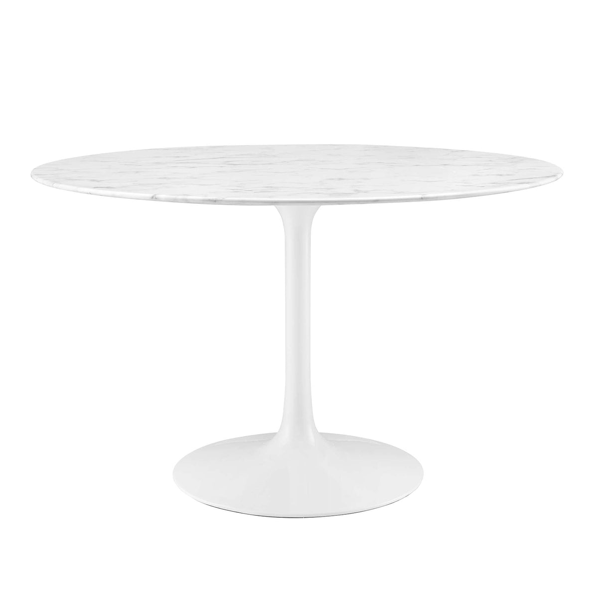 Lippa 48in Round Faux Marble Dining Table with white pedestal base by HouseOfZazla on Tampa Home & Garden Store