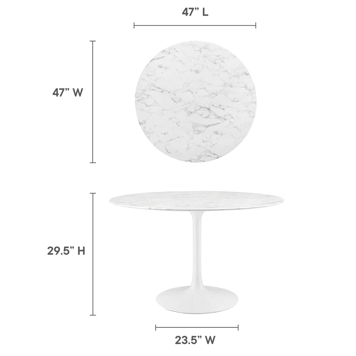 Lippa 48in round faux marble dining table with white pedestal base by HouseOfZazla on Tampa Home & Garden Store