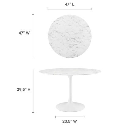Lippa 48in round faux marble dining table with white pedestal base by HouseOfZazla on Tampa Home & Garden Store