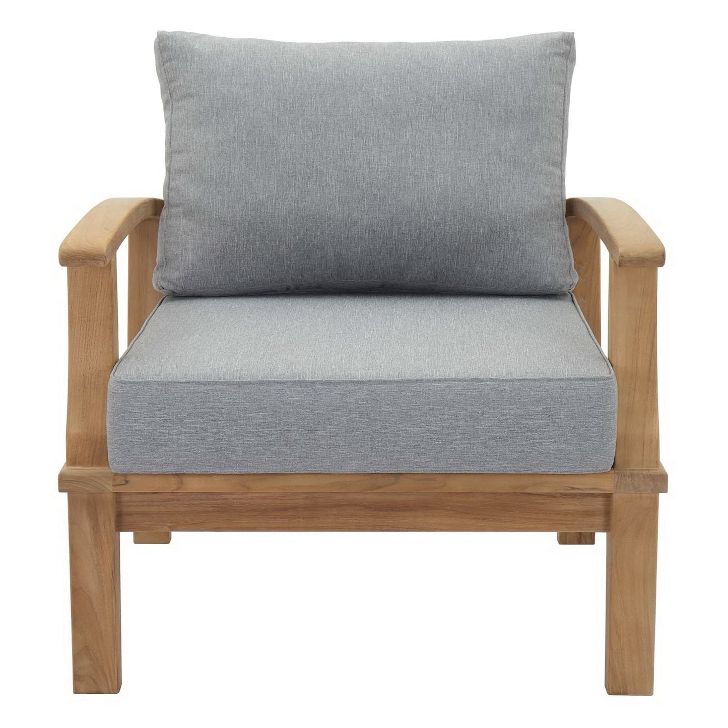 Marina outdoor teak armchair with gray cushion and natural wood frame by Modway on Tampa Home & Garden Store