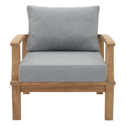 Marina outdoor teak armchair with gray cushion and natural wood frame by Modway on Tampa Home & Garden Store
