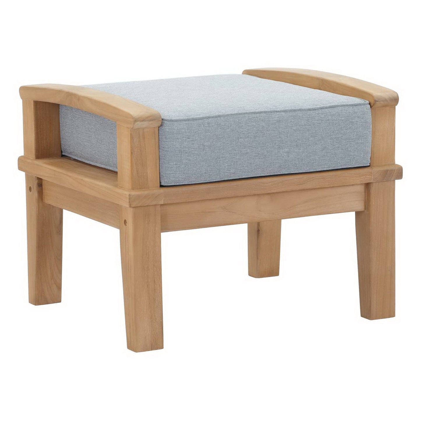 Marina outdoor teak ottoman with blue cushion and solid teak frame by Modway on Tampa Home & Garden Store