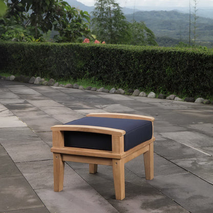 Marina outdoor teak ottoman set with navy cushions, teak wood frame, 2-piece by Modway on Tampa Home & Garden Store