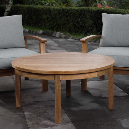 Marina Outdoor Teak Round Coffee Table by Modway