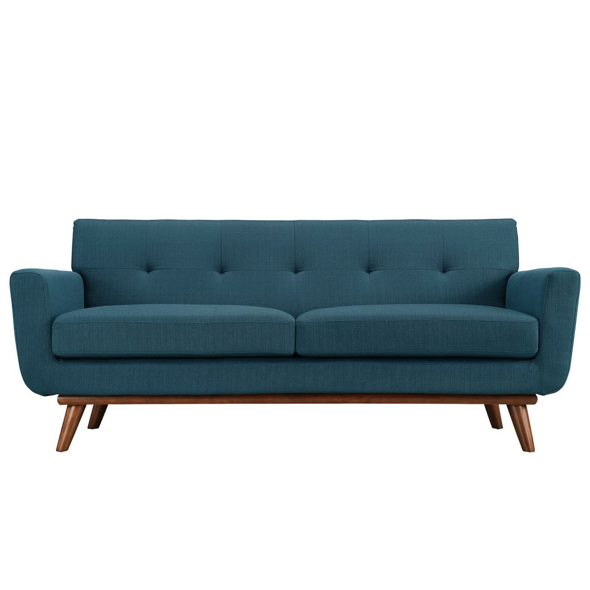 Engage Upholstered Fabric Loveseat by Modway in teal with tufted back, two cushions, legs on Tampa Home & Garden Store