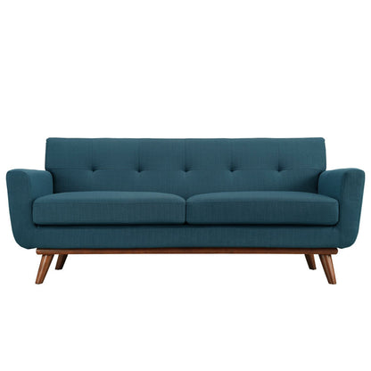 Engage Upholstered Fabric Loveseat by Modway in teal with tufted back, two cushions, legs on Tampa Home & Garden Store