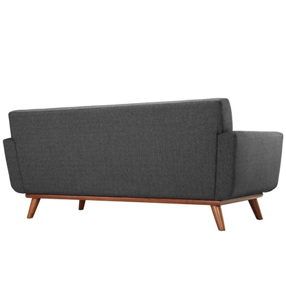 Engage Upholstered Fabric Loveseat by Modway in dark gray fabric with wooden legs on Tampa Home & Garden Store
