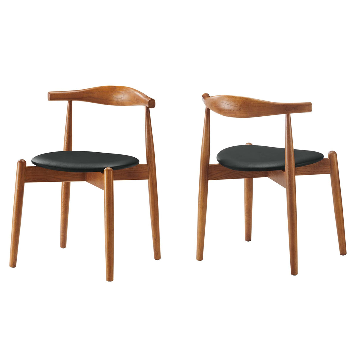 Stalwart dining chairs set of 2 by Modway with wooden frames and black cushioned seats on Tampa Home & Garden Store