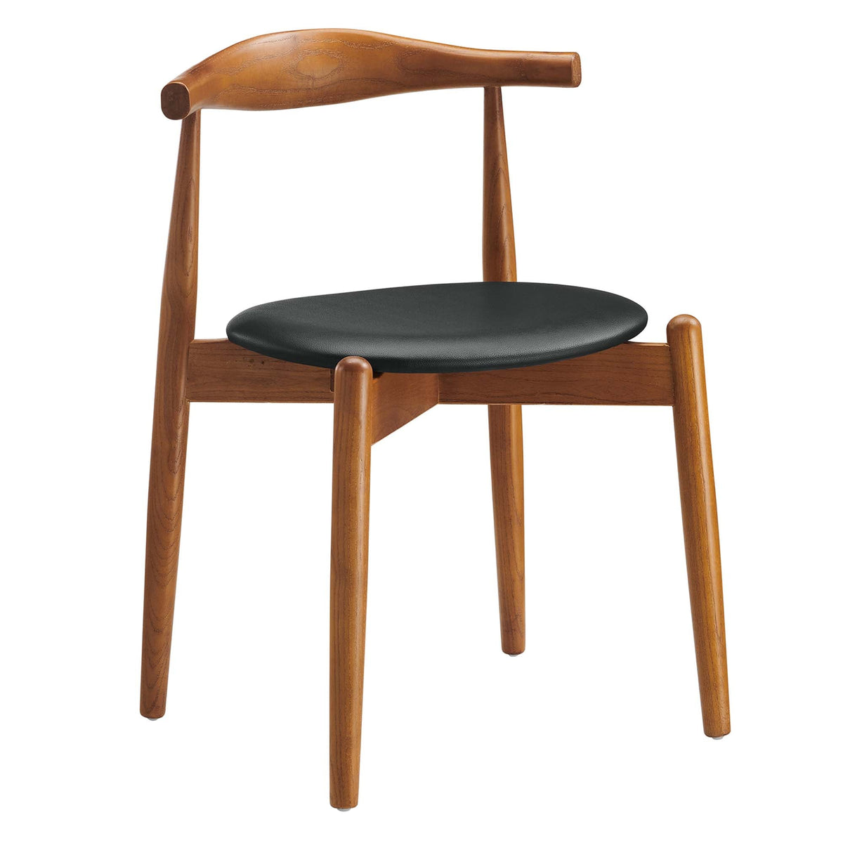 Stalwart dining side chair set of 2, natural wood frame with black round cushioned seat on Tampa Home & Garden Store