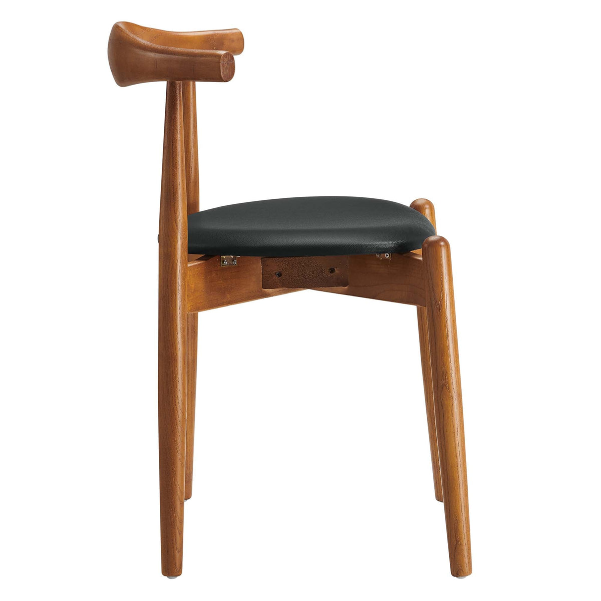 Stalwart dining side chairs set of 2 by Modway, dark wood frame with black leatherette seats on Tampa Home & Garden Store