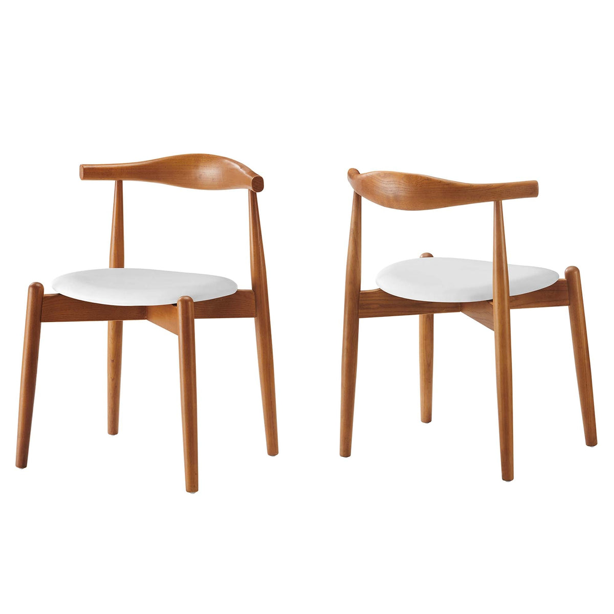 Stalwart Dining Side Chairs Set of 2, wooden with curved backs and white round seats on Tampa Home & Garden Store