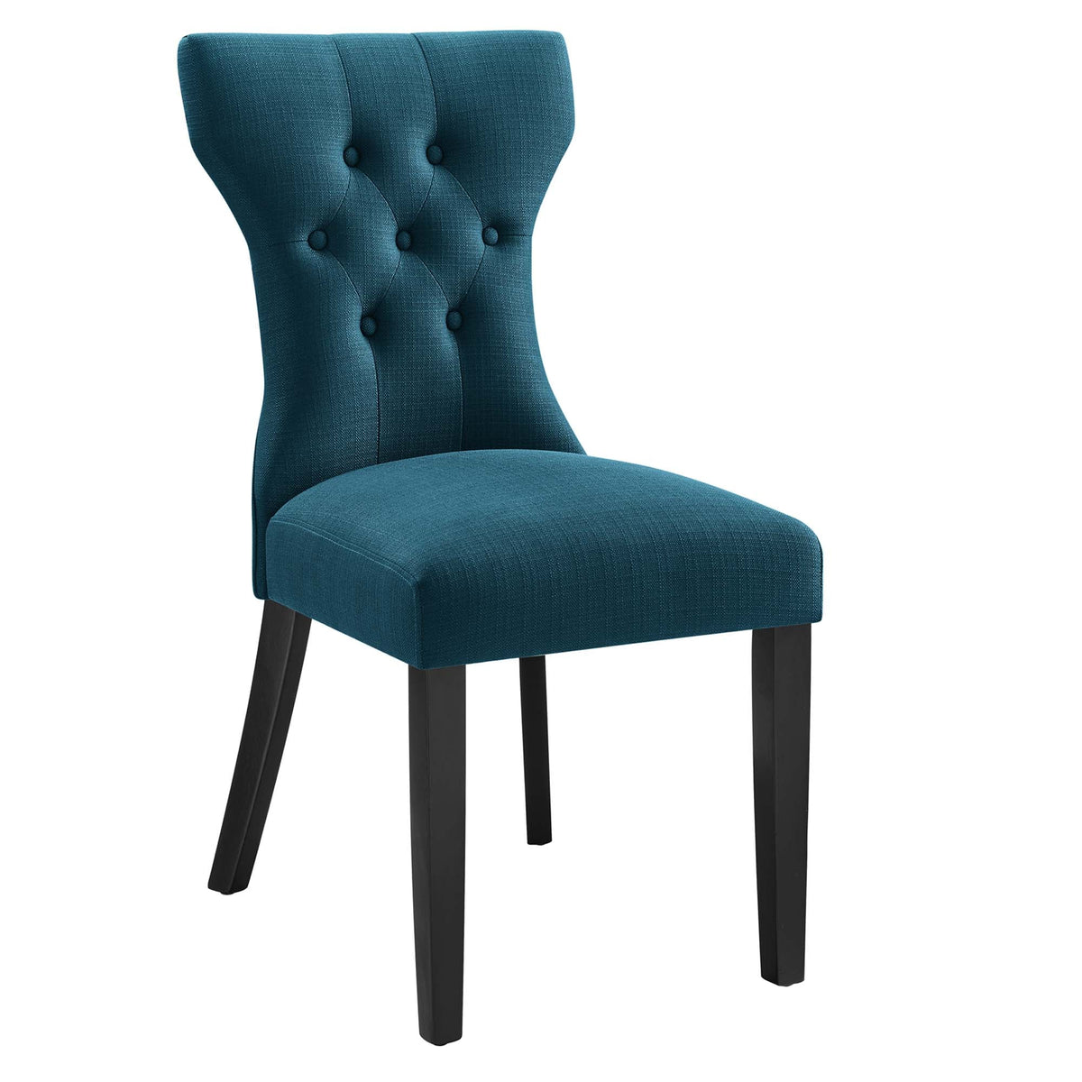 Silhouette Dining Side Chair by Modway, teal tufted back with black legs on Tampa Home & Garden Store