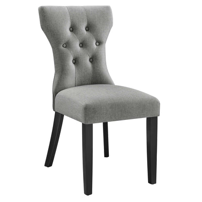 Silhouette Dining Side Chair gray tufted back upholstered fabric with black legs on Tampa Home & Garden Store