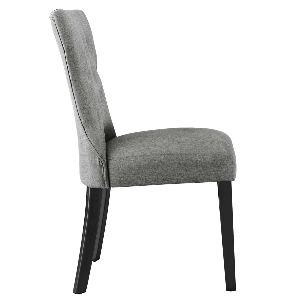 Silhouette Dining Side Chair by Modway in light grey upholstery with dark stained wood legs on Tampa Home & Garden Store