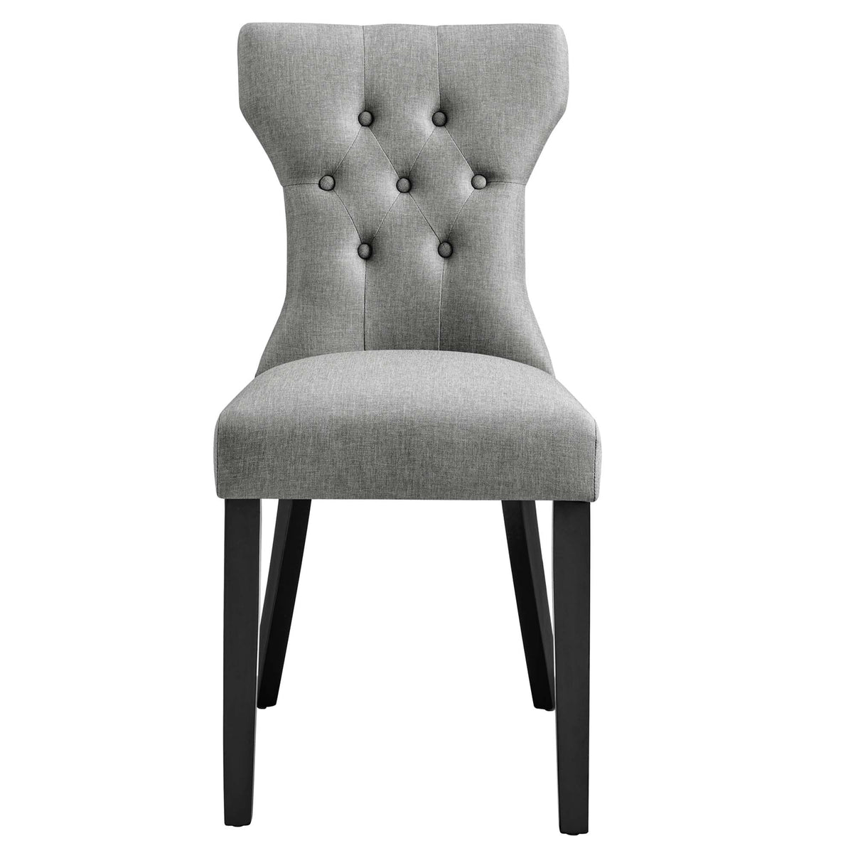 Silhouette Dining Side Chair gray tufted back with diamond pattern, black legs Modway on Tampa Home & Garden Store