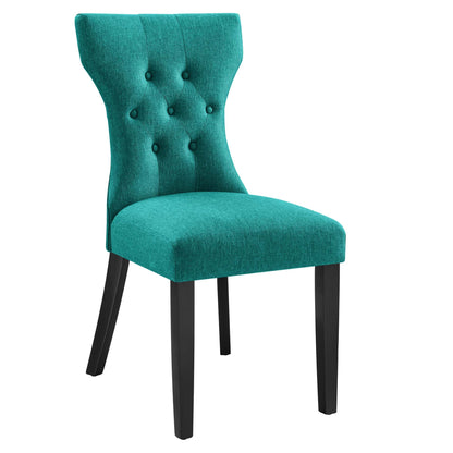 Silhouette Dining Side Chair by Modway, teal upholstered tufted back with black legs on Tampa Home & Garden Store