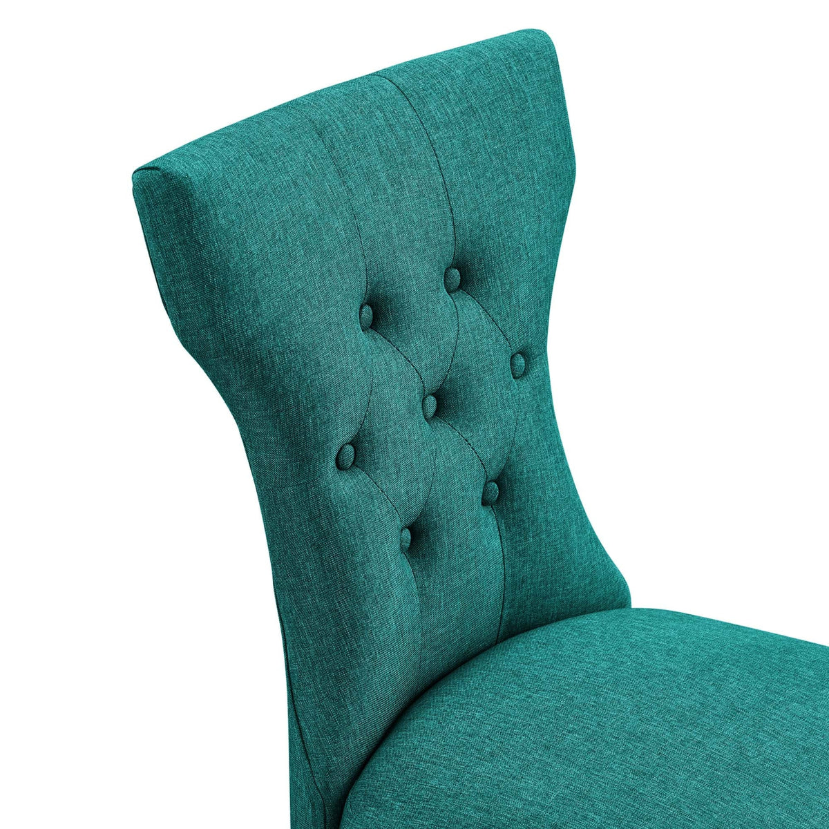 Silhouette Dining Side Chair teal tufted back and seat in upholstered fabric with button tufting on Tampa Home & Garden Store