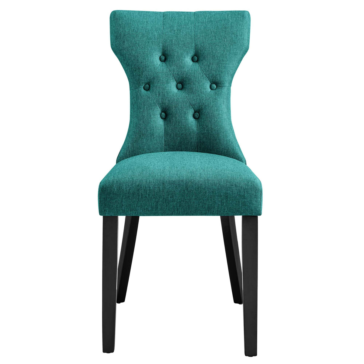 Silhouette Dining Side Chair by Modway, teal tufted back, black legs on Tampa Home & Garden Store