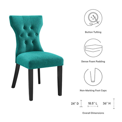 Silhouette Dining Side Chair by Modway, teal tufted upholstery with black legs on Tampa Home & Garden Store