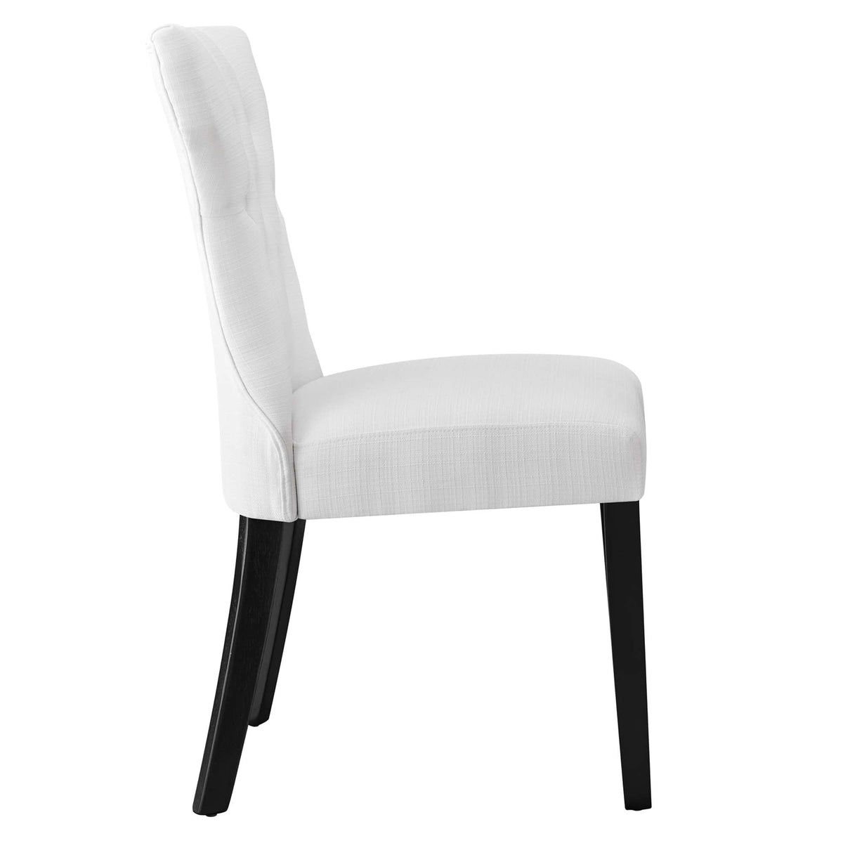 Silhouette Dining Side Chair by Modway, white fabric upholstery, black wood legs on Tampa Home & Garden Store