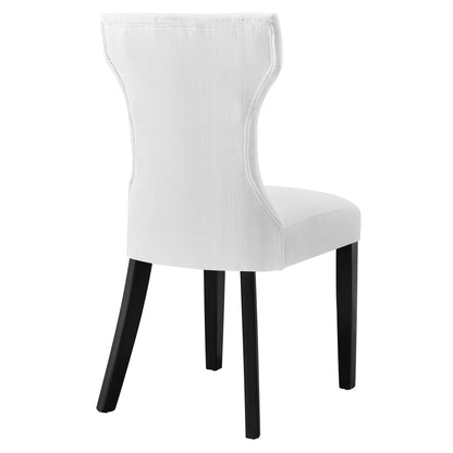 Silhouette Dining Side Chair white fabric upholstery with black wooden legs HouseOfZazla on Tampa Home & Garden Store
