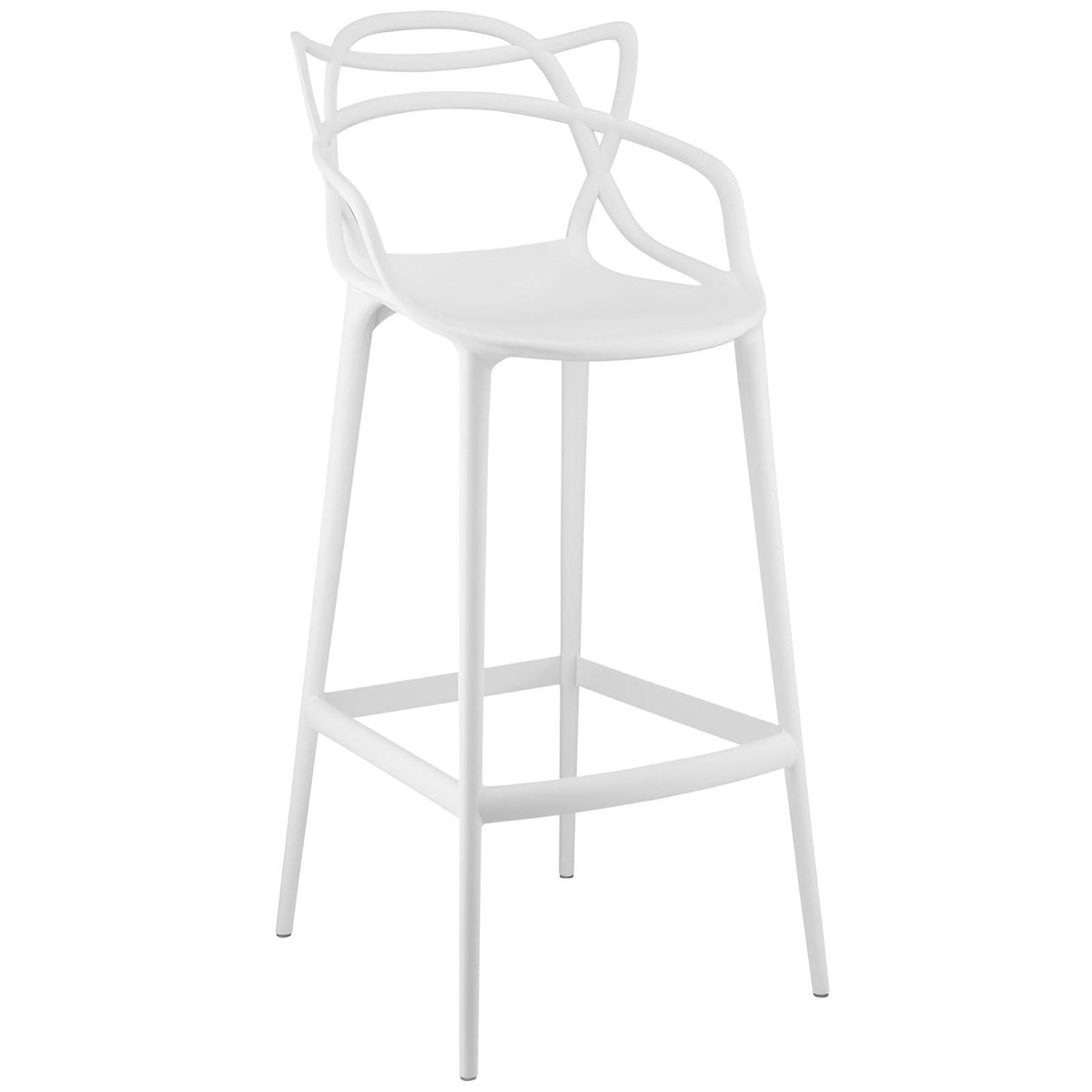 Entangled Bar Stool white plastic seat with interwoven backrest by Modway on Tampa Home & Garden Store