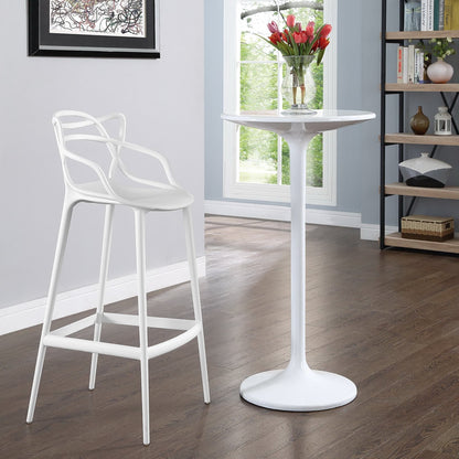 Two Entangled Bar Stools by HouseOfZazla, white metal counter stools with entwined back design on Tampa Home & Garden Store
