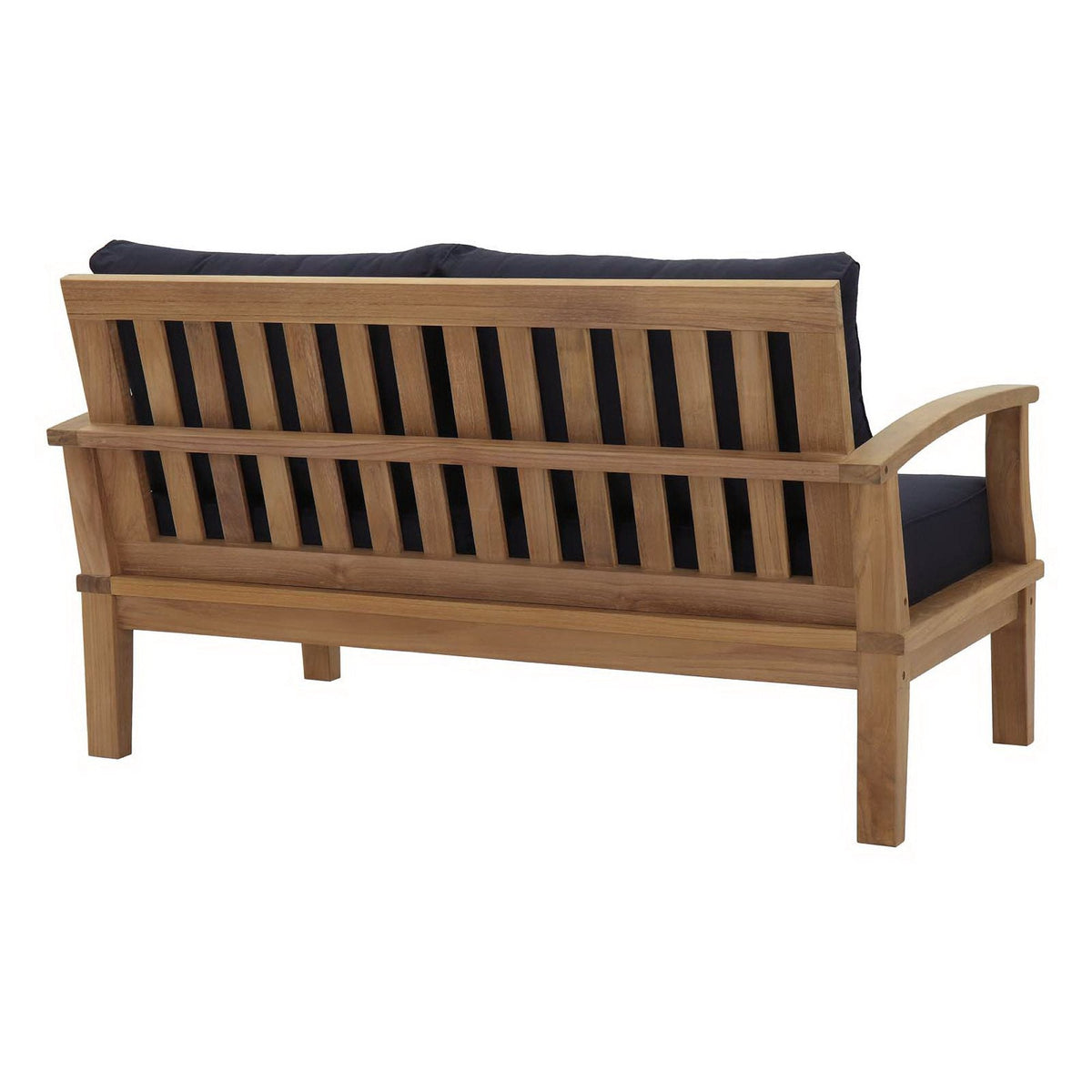 Marina 5 Piece Outdoor Teak Set by Modway natural teak frame with navy cushions outdoor furniture on Tampa Home & Garden Store