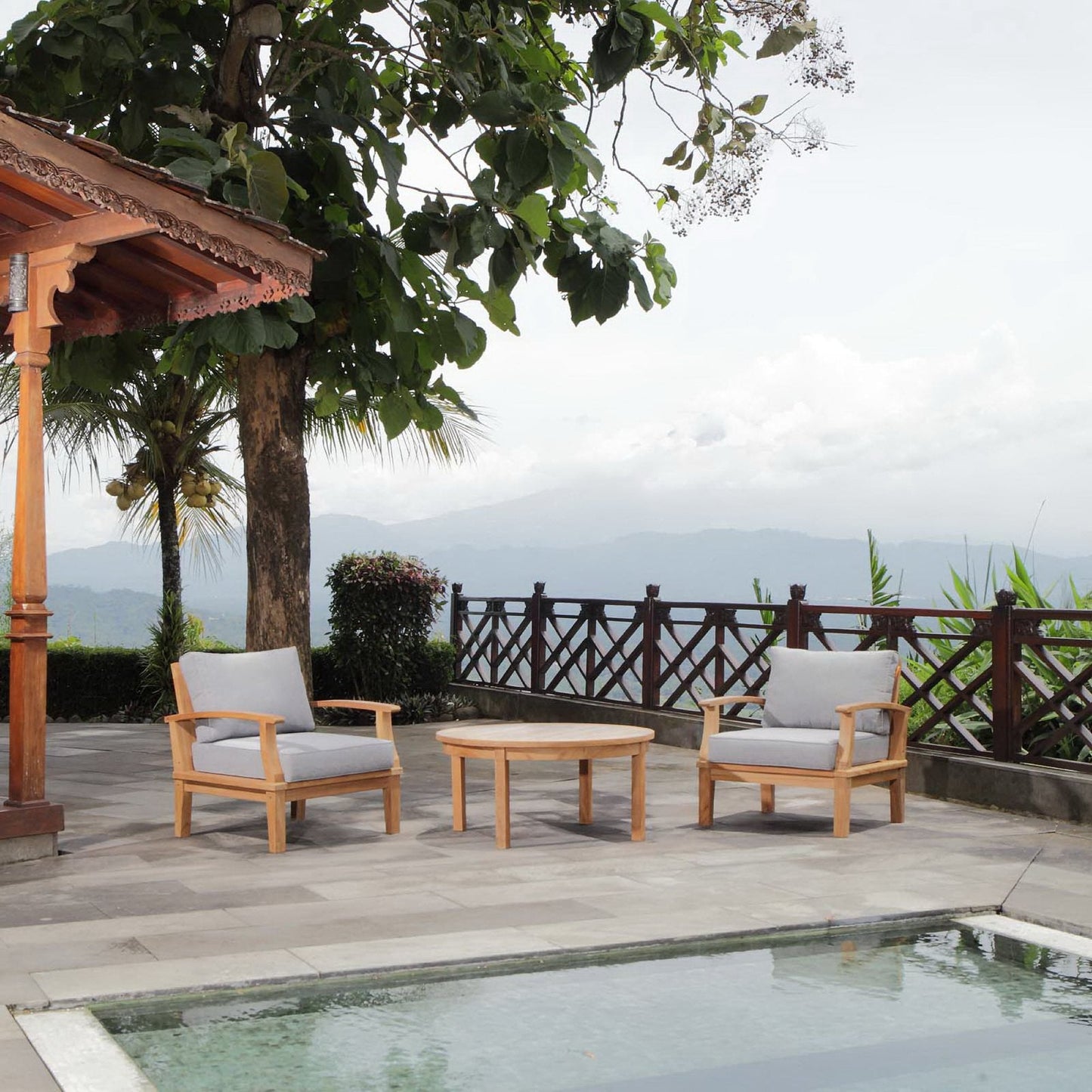 Modway Marina 3 Piece Outdoor Teak Patio Set