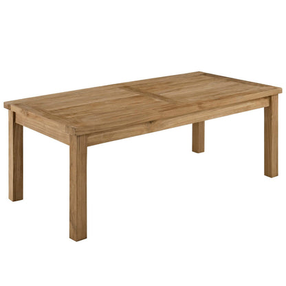 Marina teak outdoor coffee table with slatted top, natural finish on Tampa Home & Garden Store