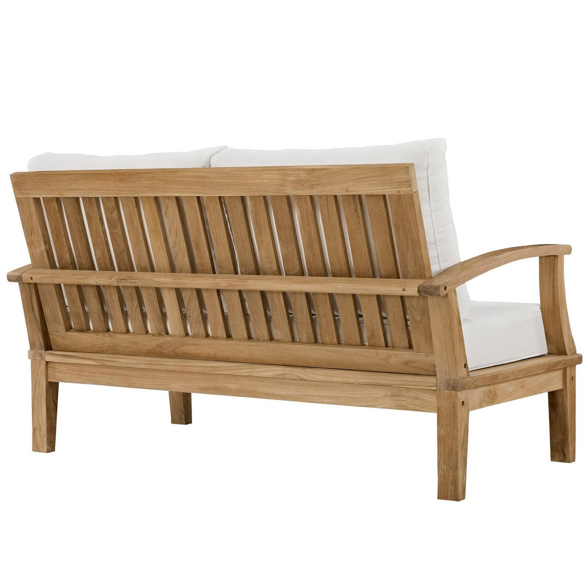 Marina 7 Piece Outdoor Teak Sofa Set with white cushions by Modway on Tampa Home & Garden Store