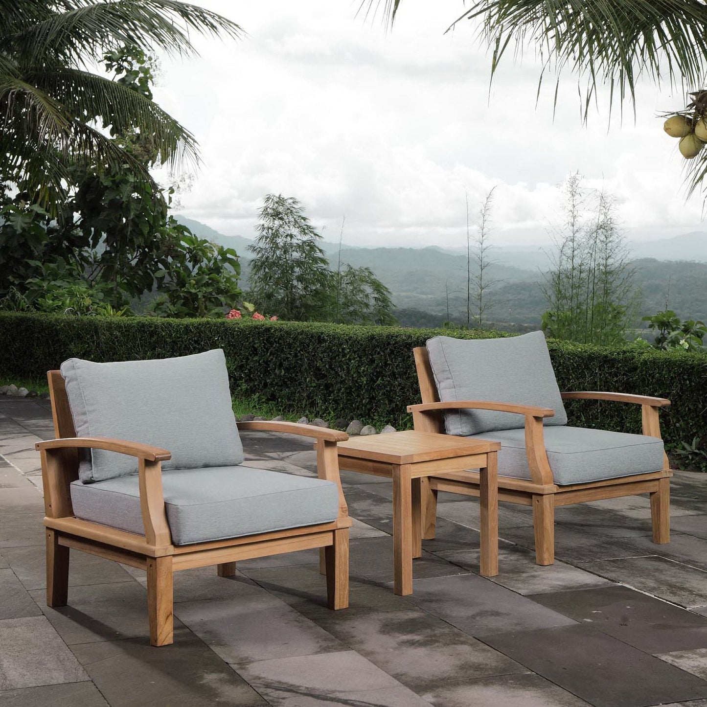 Modway Marina Outdoor Teak Set And Patio Chair