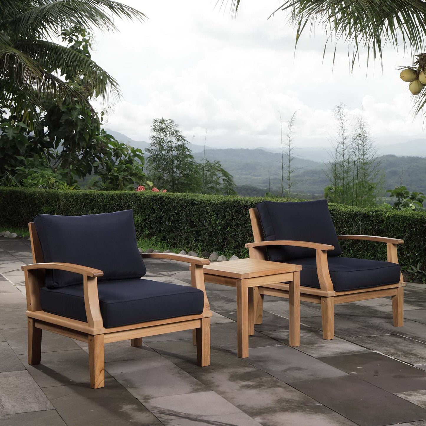 Modway Marina Outdoor Teak Set And Patio Chair