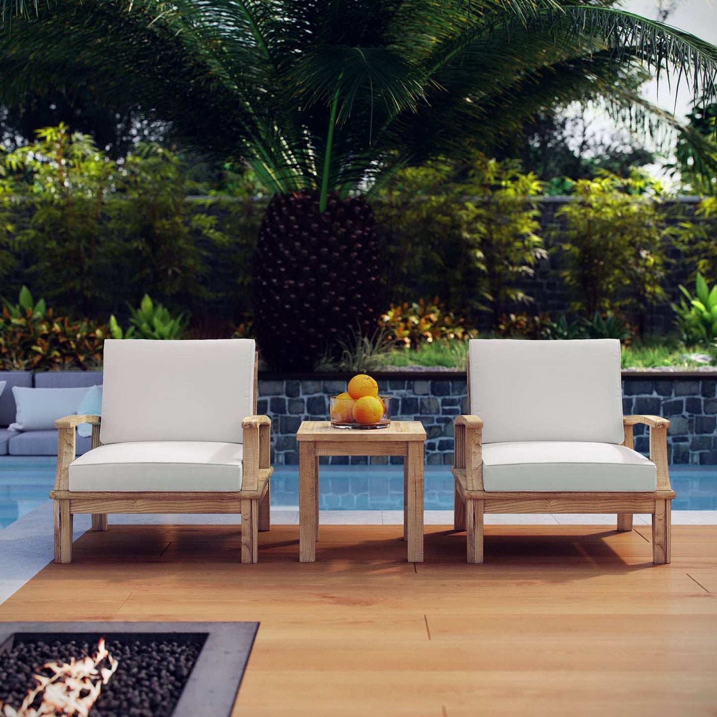 Modway Marina Outdoor Teak Set And Patio Chair