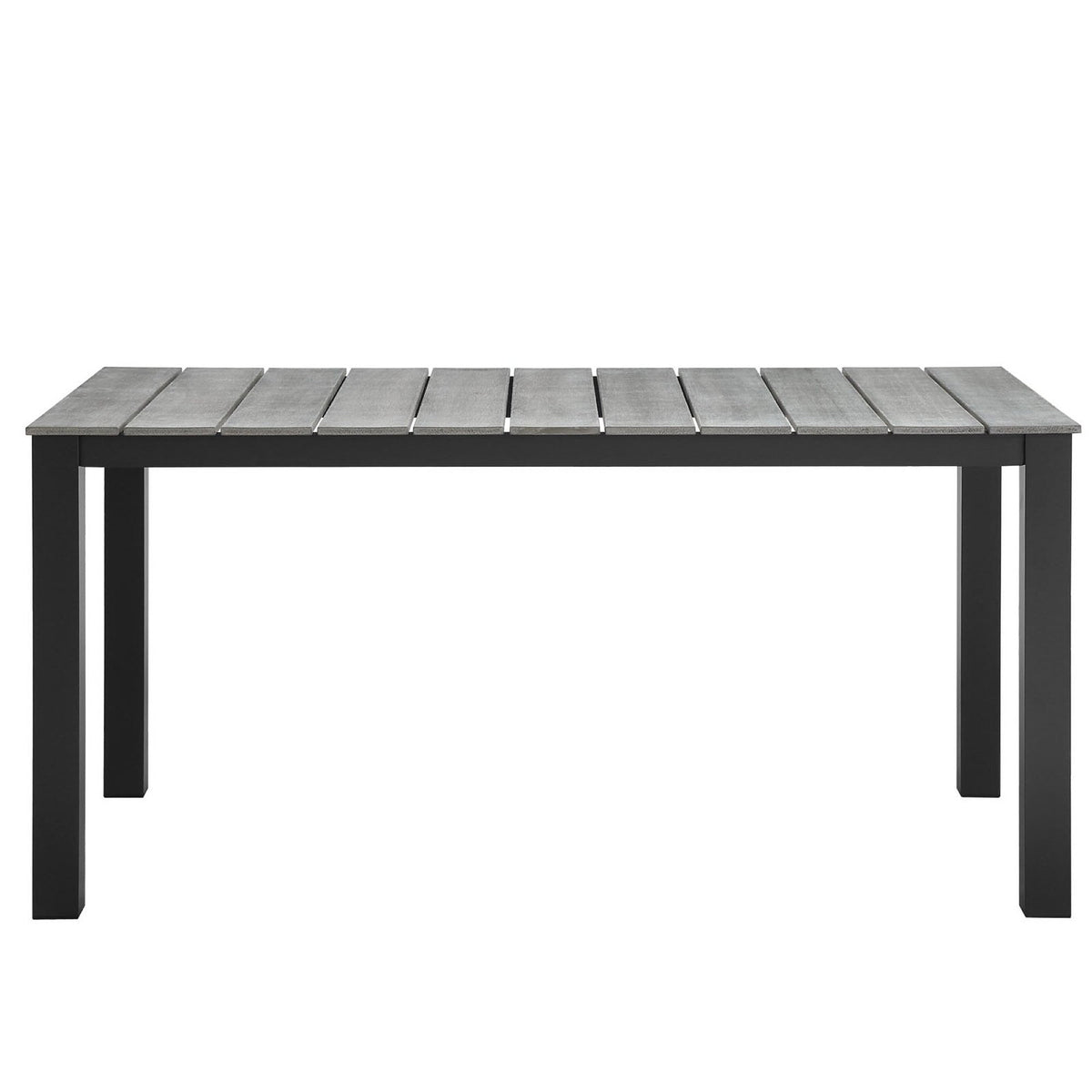 Modway Maine 63in outdoor dining table gray slat top black frame on Tampa Home & Garden Store