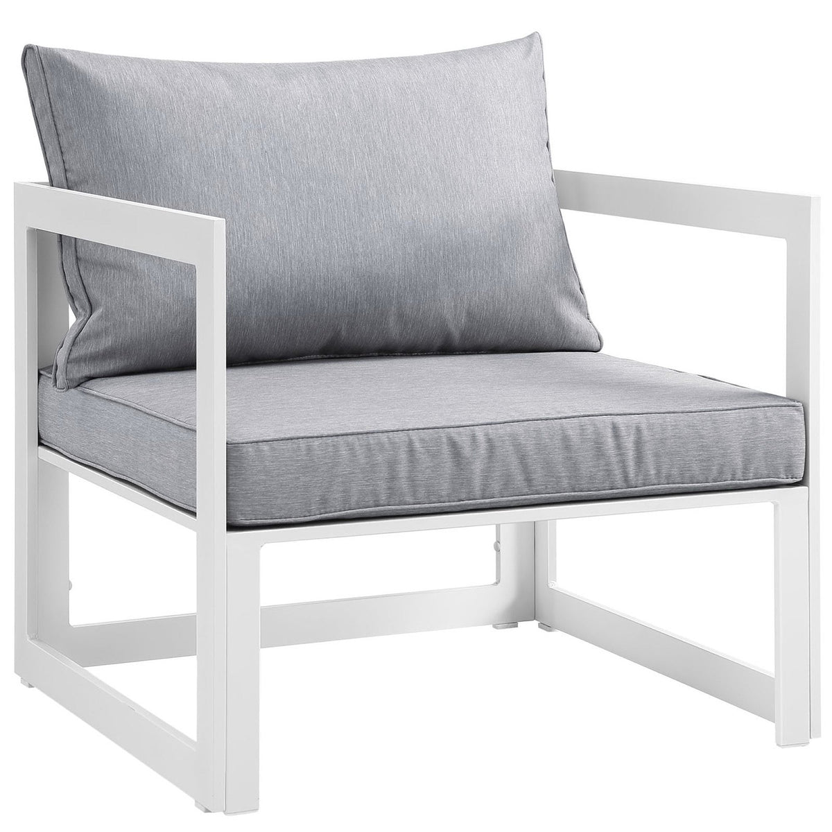 Fortuna Outdoor Patio Armchair by Modway, white metal frame with light gray cushions on Tampa Home & Garden Store
