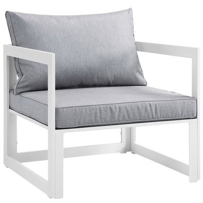 Fortuna Outdoor Patio Armchair by Modway, white metal frame with light gray cushions on Tampa Home & Garden Store