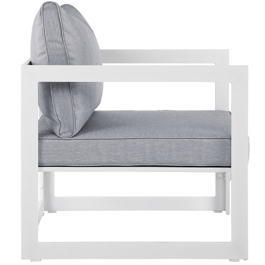Fortuna outdoor patio armchair by Modway; white frame with gray cushions on Tampa Home & Garden Store
