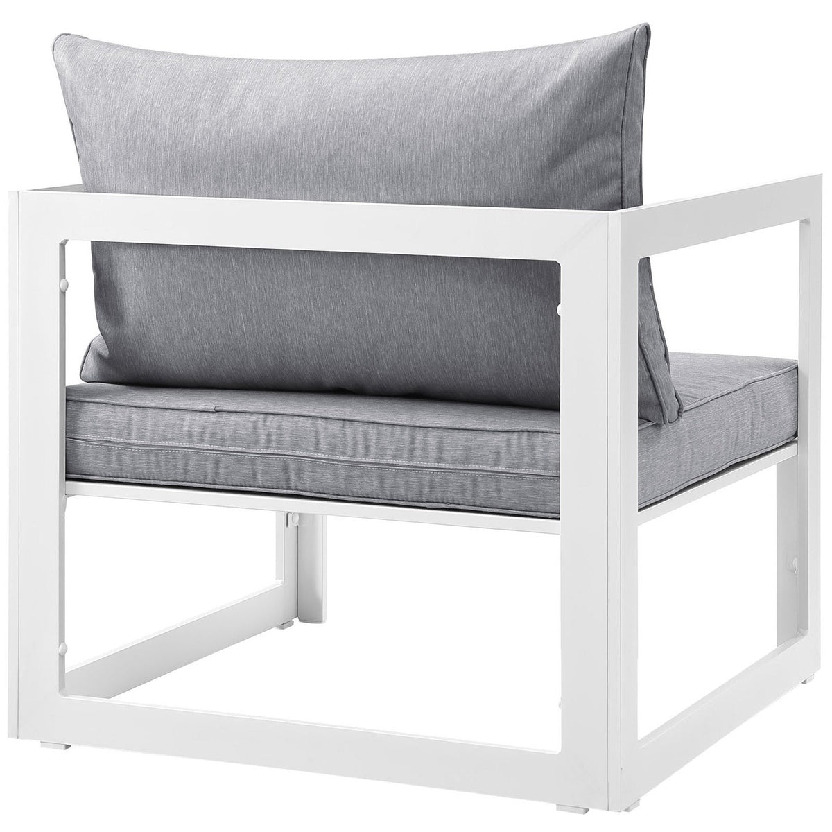Fortuna outdoor patio armchair with white metal frame and gray cushions by Modway HouseOfZazla on Tampa Home & Garden Store