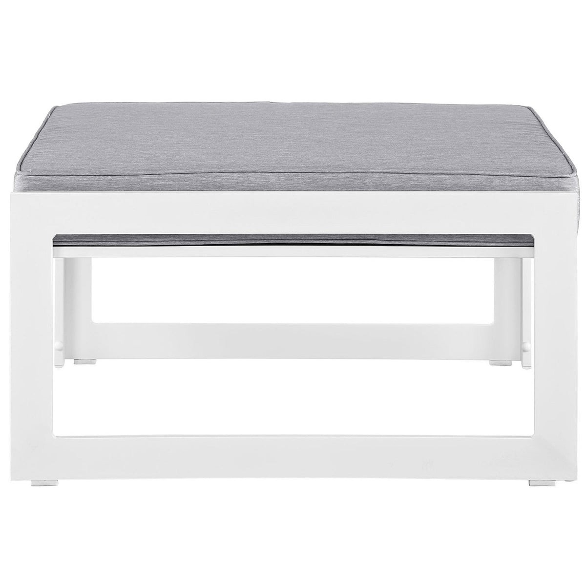 Fortuna Outdoor Patio Ottoman by Modway, gray fabric cushion on white frame on Tampa Home & Garden Store