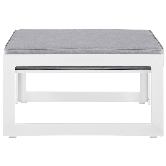 Fortuna Outdoor Patio Ottoman by Modway, gray fabric cushion on white frame on Tampa Home & Garden Store