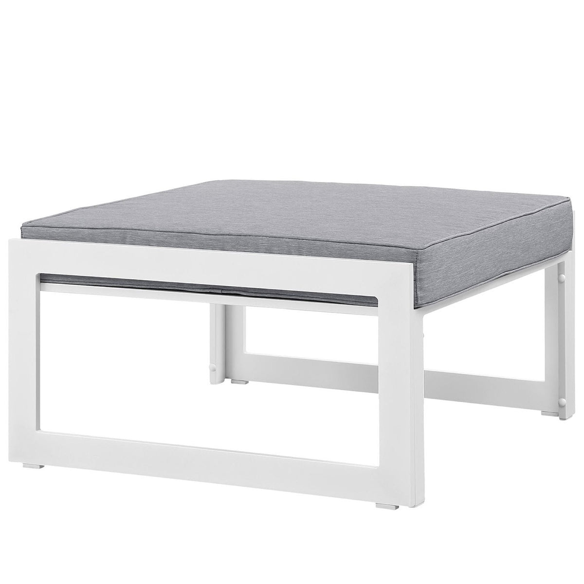 Fortuna Outdoor Patio Ottoman gray cushion on white frame by Modway on Tampa Home & Garden Store