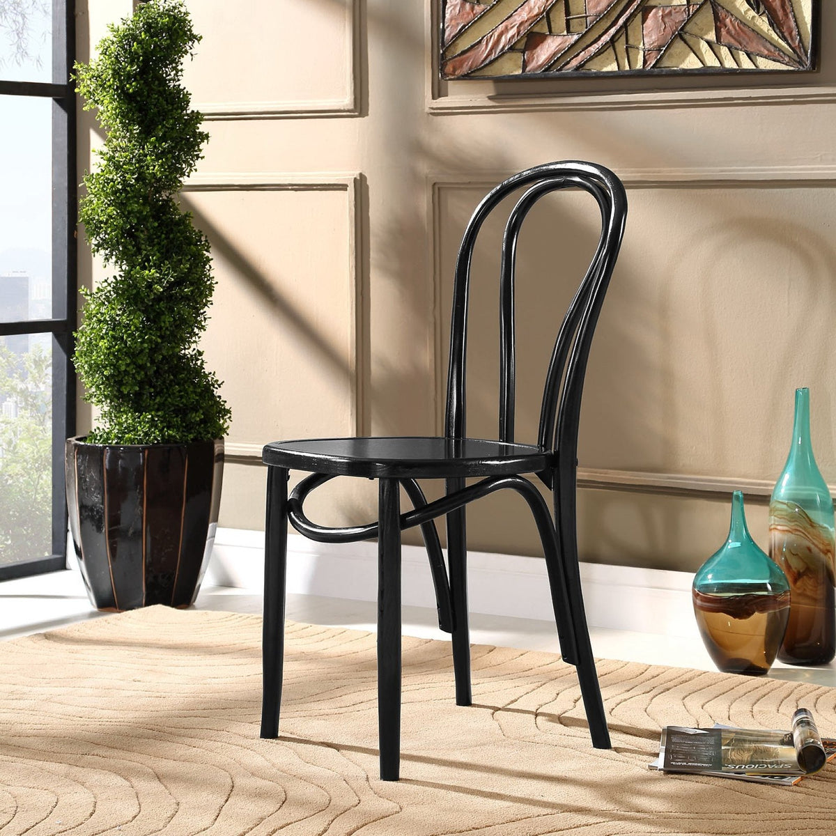 Eon Dining Side Chair by Modway, black bent-metal dining chair pair on Tampa Home & Garden Store