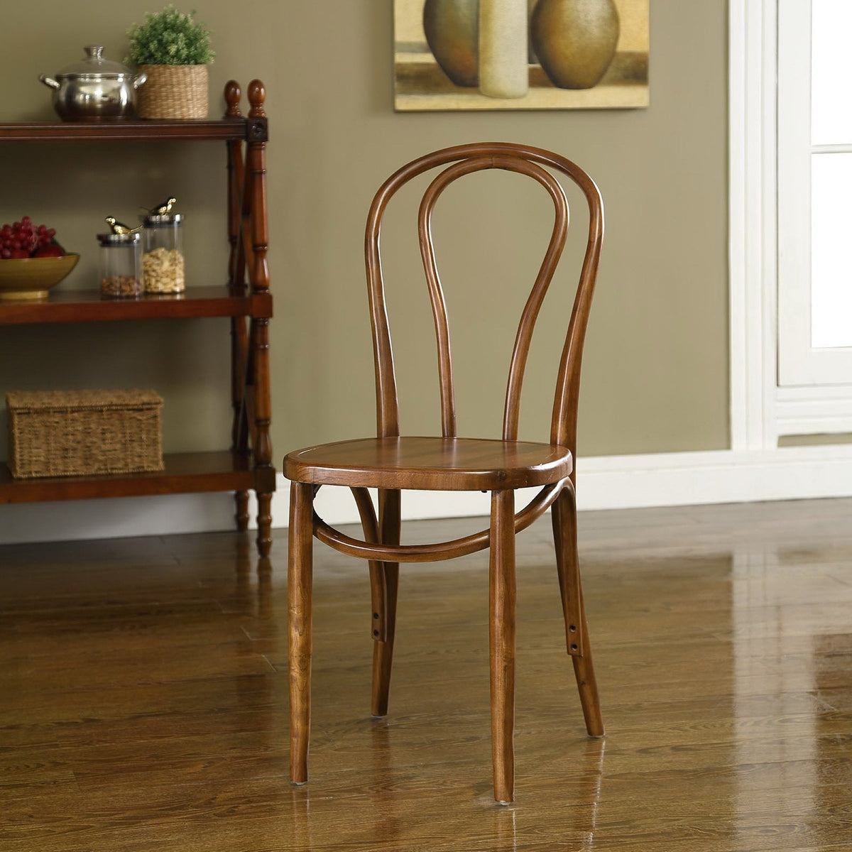 Eon Dining Side Chair by Modway, warm brown bentwood with curved back, in a cozy dining nook on Tampa Home & Garden Store
