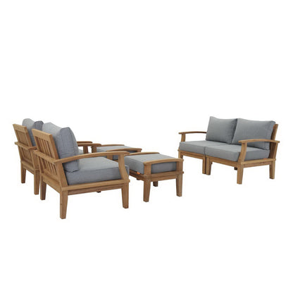 Modway Marina Teak Patio and Outdoor Garden Set