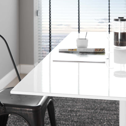 Lippa 60 rectangular wood dining table in white finish with mug on Tampa Home & Garden Store